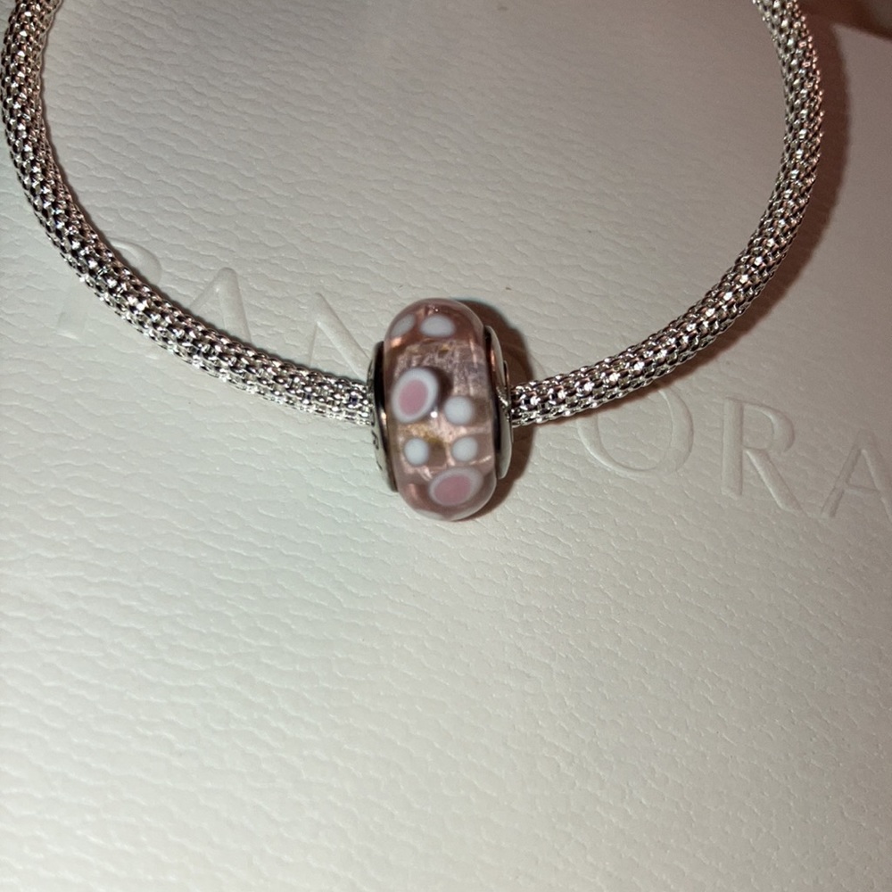 Authentic Pandora Murano Glass Charm Pink-OBO